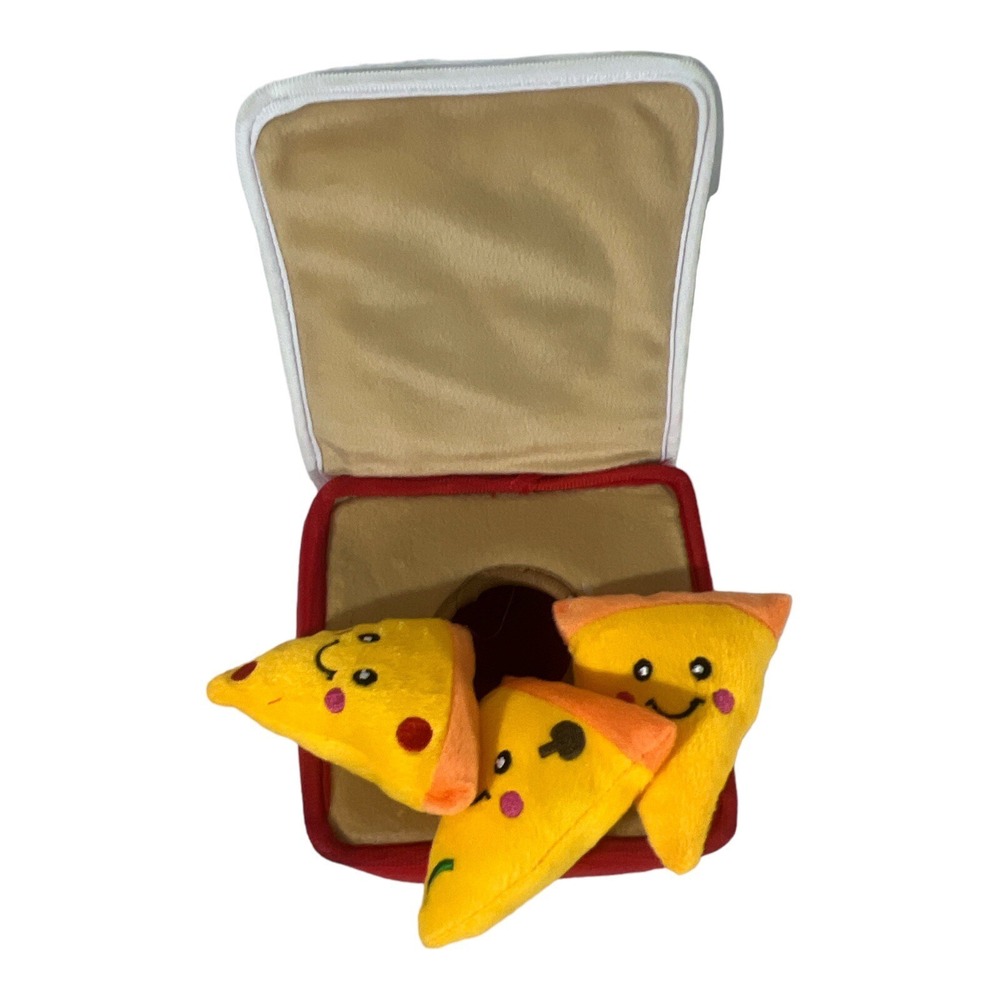 ZippyPaws ZIPPY BURROW PIZZA BOX & Slices Plush Puppy Dog Toy New